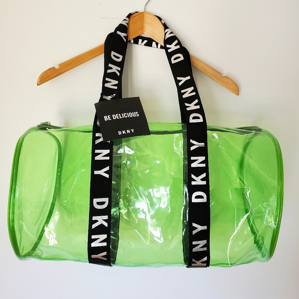 DKNY Donna Karan NY Lime Green Clear Duffle Bag 💚